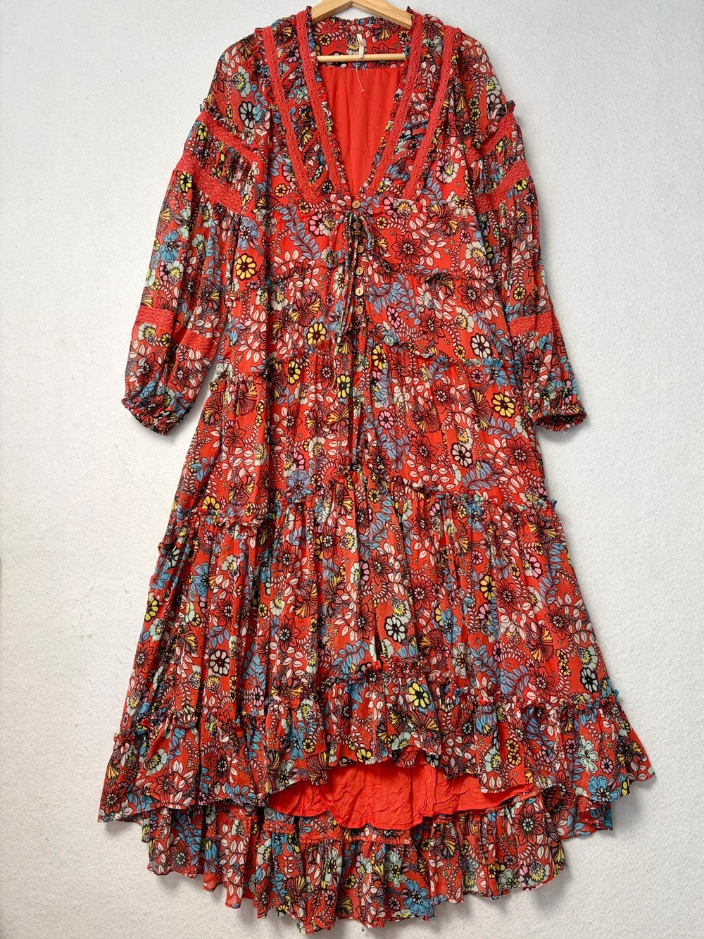 Free People Cassis Chiffon Maxi Dress Floral Boho Prairie Cottagecore 
Small